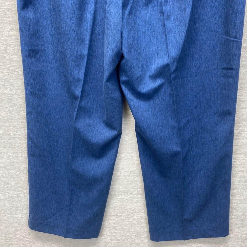 Alfred Dunner Petite 16P Blue Textured Pull On Flat Front Elastic Back Pants - Picture 5 of 12